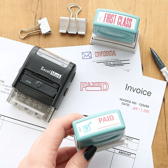 thumbnail image 2 of Stamp Official ExcelMark A1539 Self Inking Rubber Stamp - Red Ink Curacao Red Stamp Ink 2 of 13
