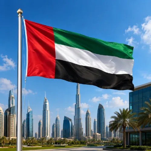 National & UAE Flags